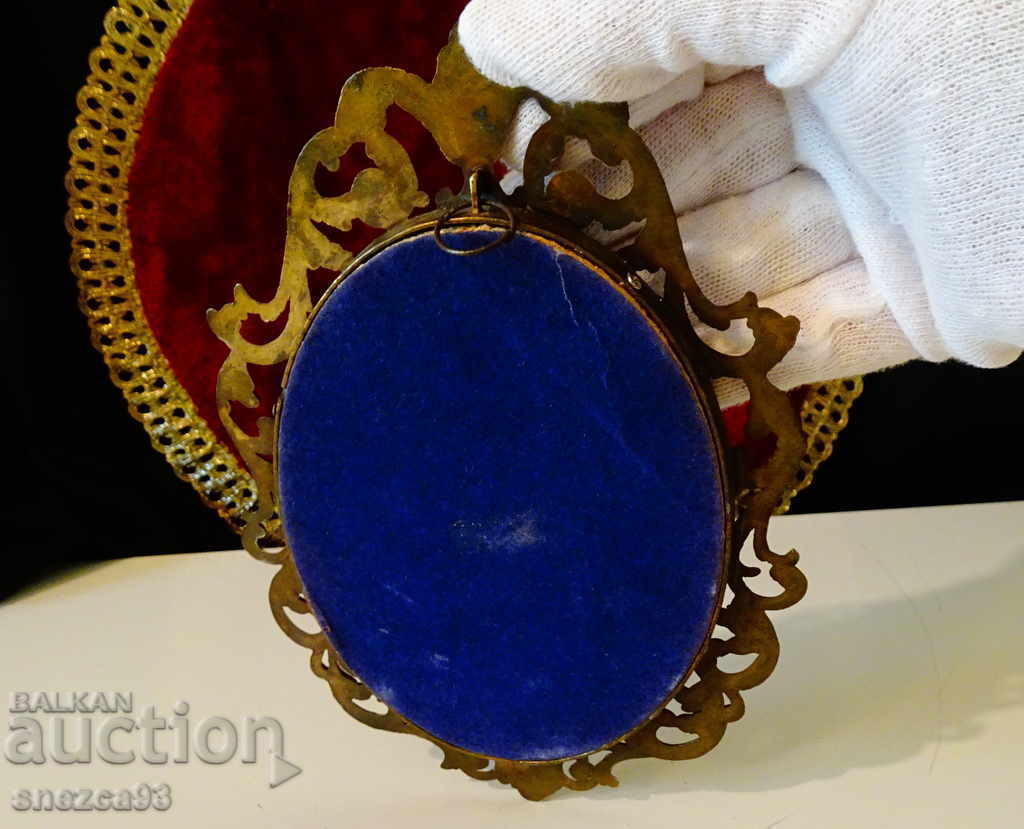 Antique panel of dried flowers, bronze frame, baroque. - 6