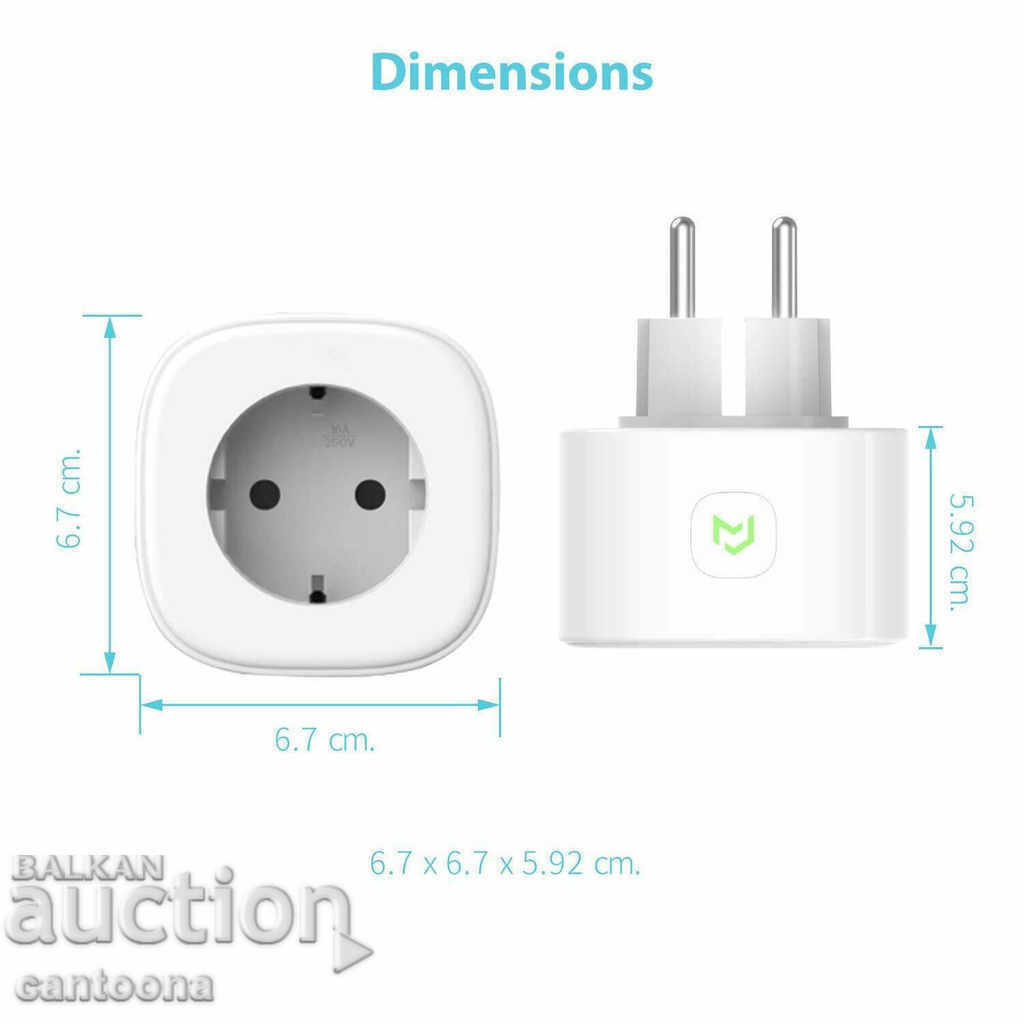 Mufă inteligentă Wi-Fi Meross, comenzi vocale, 3680W, 16A cu preț 25.98 BGN | € 13.28