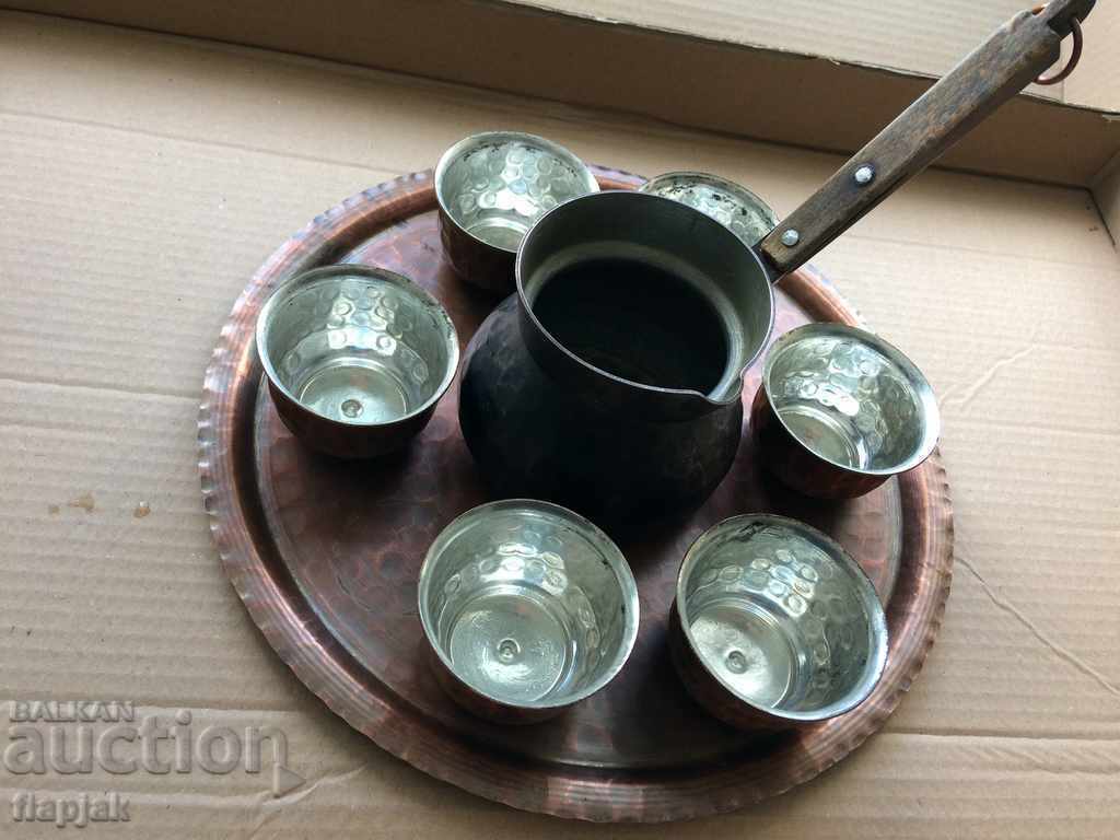 Old set of forged honey - tray, pot and 6 cups - 5 Old set of forged honey - tray, pot and 6 cups - 5