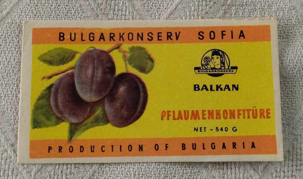 PLUMS JAM BALKAN EXPORT BULGARCONSERV LABEL 196 ..