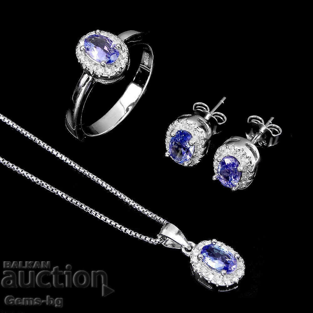 Beautiful and delicate set with natural tanzanite and zircons
