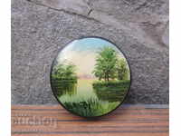 Old Russian metal hand-painted box jewelry box