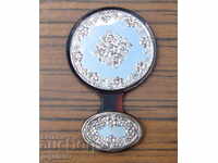 Oglindă de damă, oglindă mică cu argint 925, decorație din argint