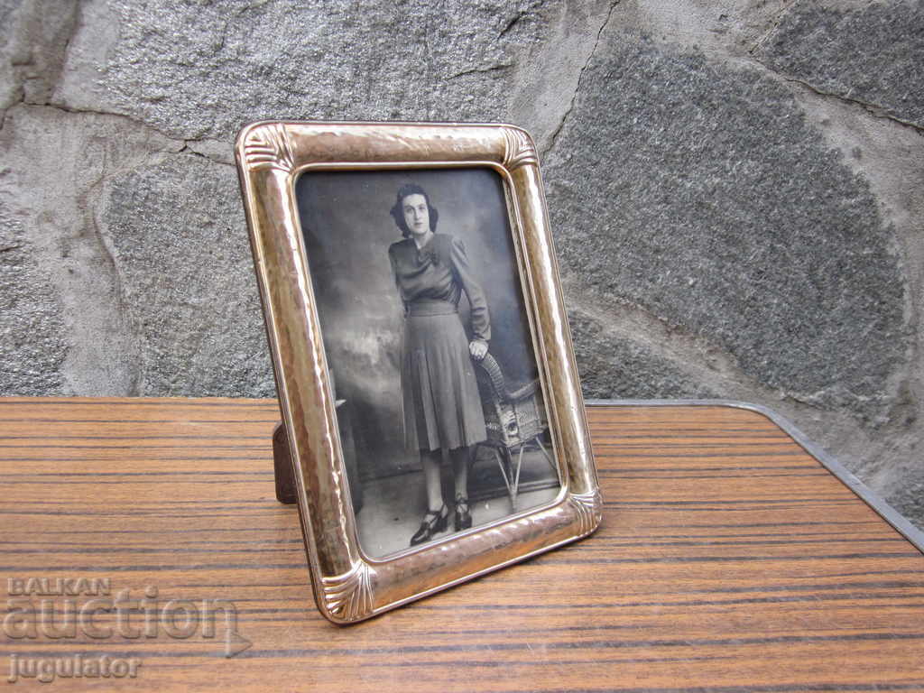 Auction  old retro tabletop silver photo frame with 925 silver