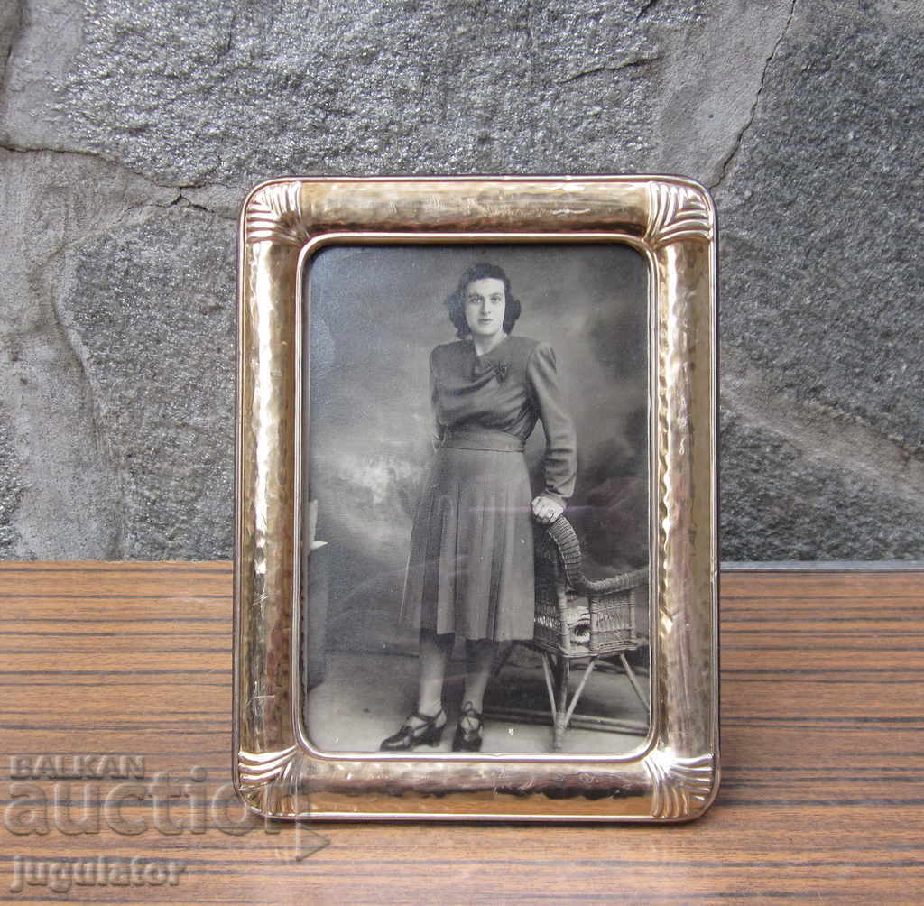 old retro tabletop silver photo frame with 925 silver