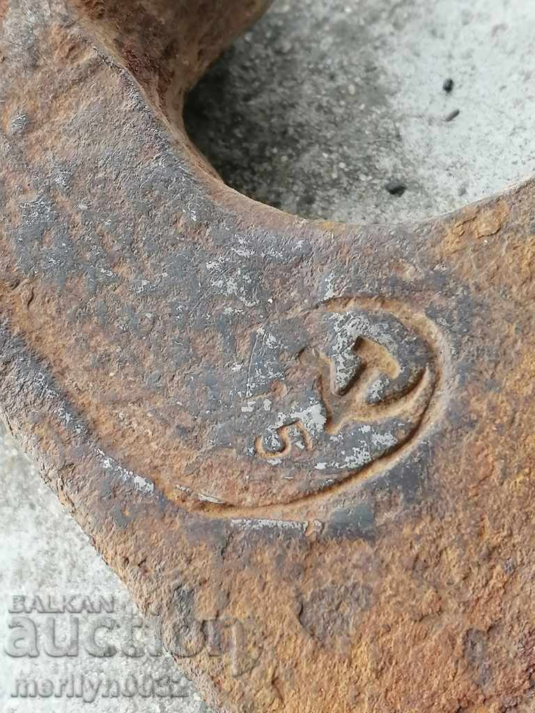 Old ax with sickle and hammer stamp, chopper ax without hoe - 5