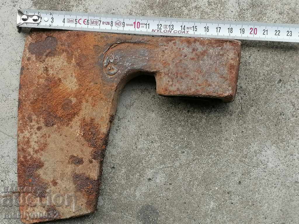 Old ax with sickle and hammer stamp, chopper ax without hoe - 7