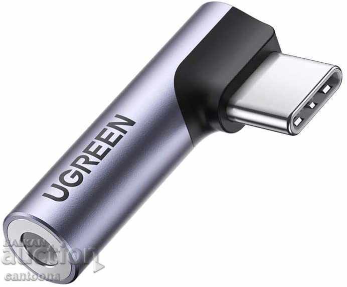 UGREEN USB C 90 градусов ъглов жак, USB C към 3,5 мм