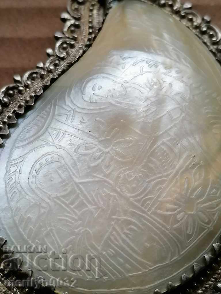 Vladishki argint Kotlen pafts capăt de sidef pafts argint