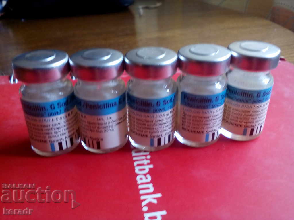 Collectible, medical penicillin vials, -5 pcs