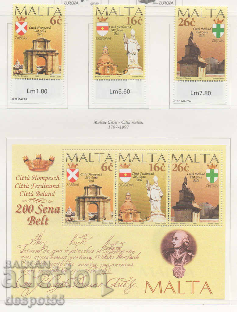 1997. Malta. Anniversaries of the city of Malta + Block.