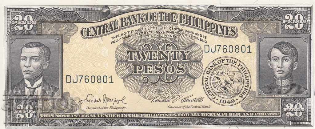 20 песо 1949, Филипини
