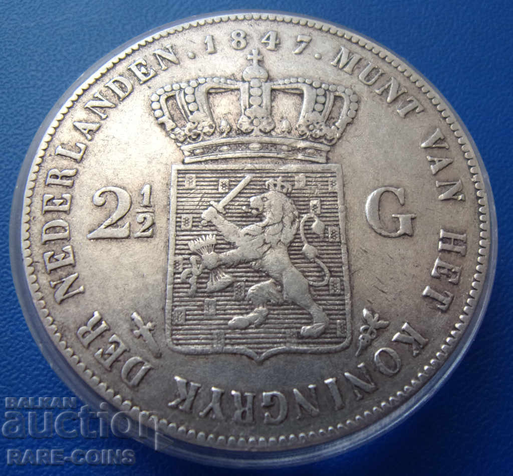 Olanda Thaler 2½ Guilder 1847 Rare Original cu preț € 94.59 | 185.00 BGN
