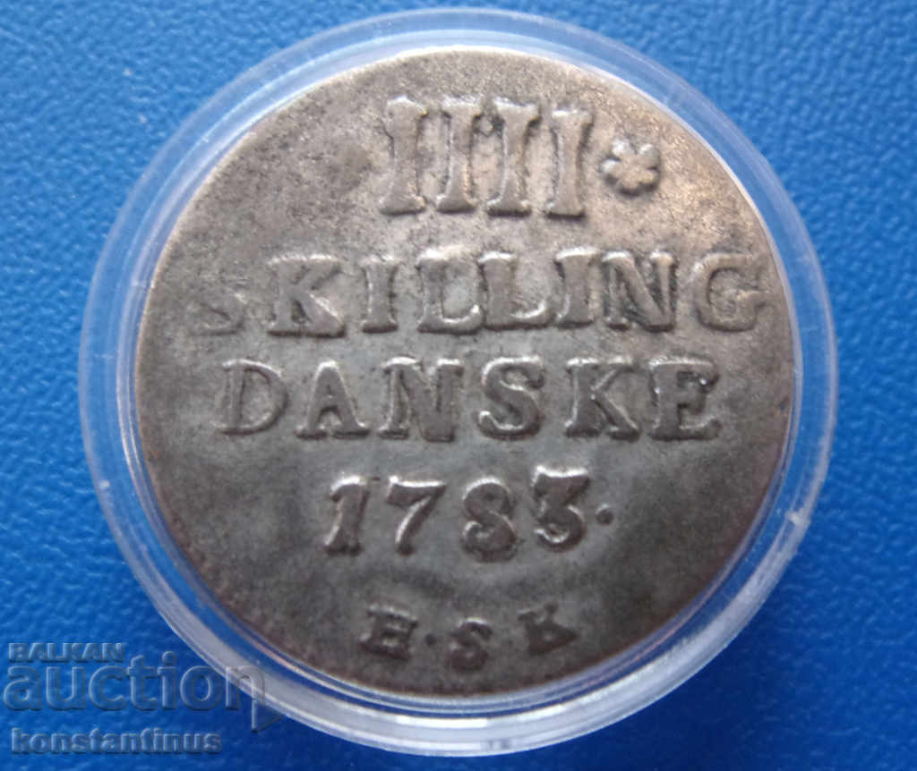 Denmark 4 Skilling 1783 Very Rare