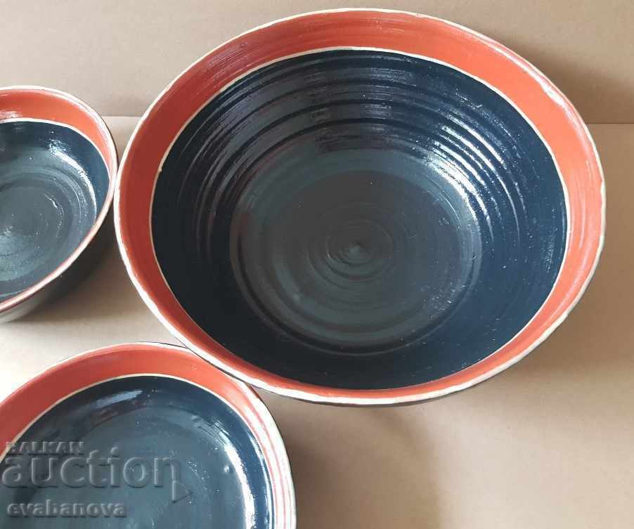 3 bowls Service ceramic excellent handmade with price 15.00 BGN | € 7.67