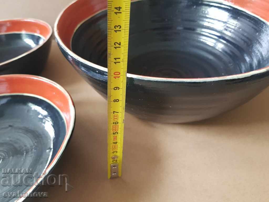 3 bowls Service ceramic excellent handmade - 7