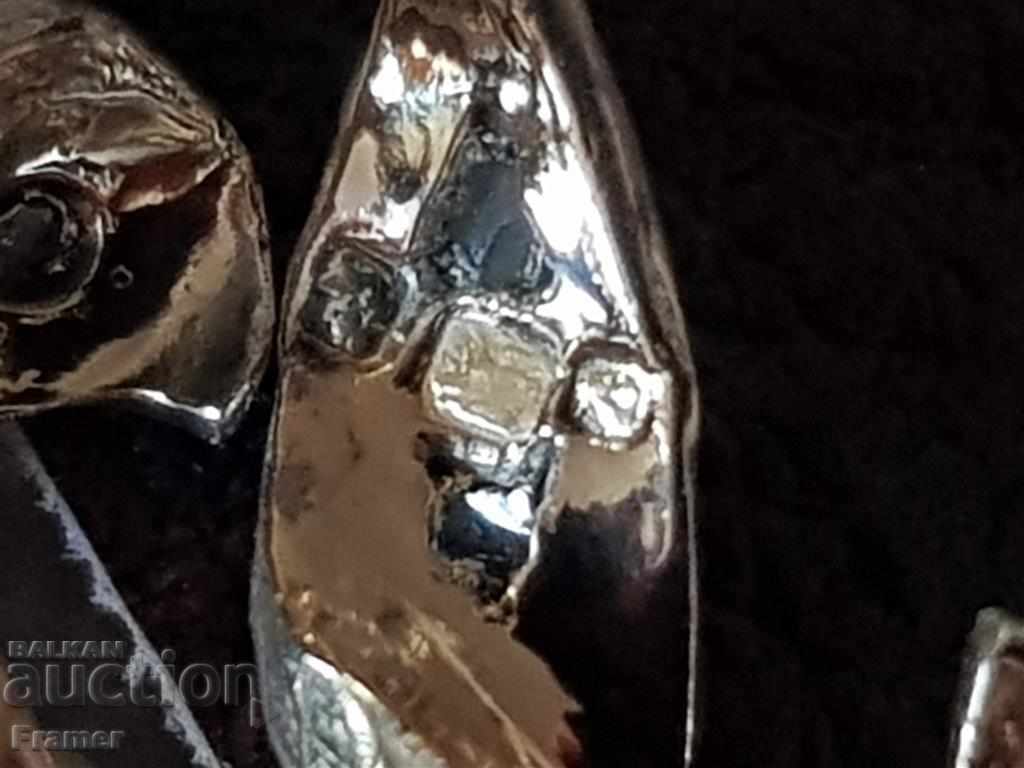 Broșă antică din aur cu perle de diamant și argint Art Novo - 6