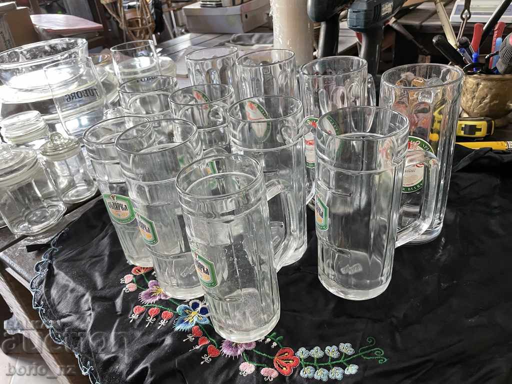 Auction 10692. SERVICE BEER MUGS ZAGORKA AND BOLYARKA SOLID GLASS Auction 10692. SERVICE BEER MUGS ZAGORKA AND BOLYARKA SOLID GLASS