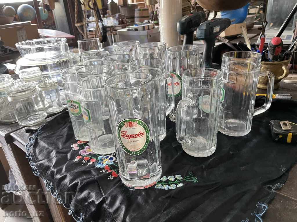 10692. SERVICE BEER MUGS ZAGORKA AND BOLYARKA SOLID GLASS - 6 10692. SERVICE BEER MUGS ZAGORKA AND BOLYARKA SOLID GLASS - 6
