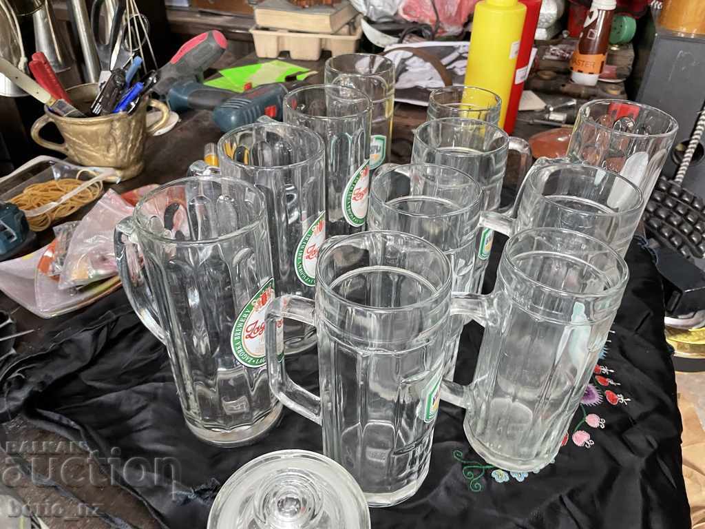10692. SERVICE BEER MUGS ZAGORKA AND BOLYARKA SOLID GLASS - 7 10692. SERVICE BEER MUGS ZAGORKA AND BOLYARKA SOLID GLASS - 7
