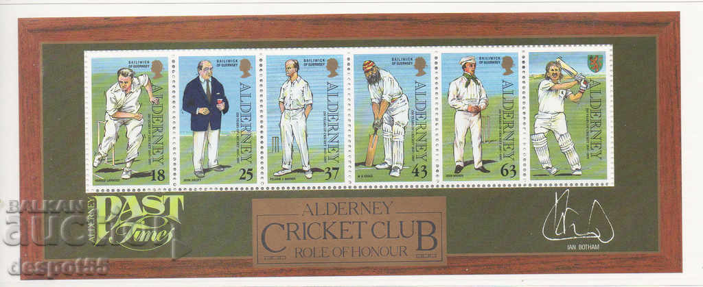 1997. Alderney. Cricket. Block.