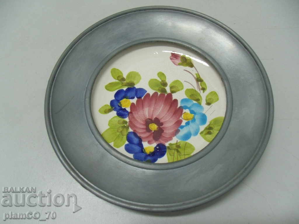 Delivery of № * 5627 old panel - porcelain, metal - diameter 21 cm