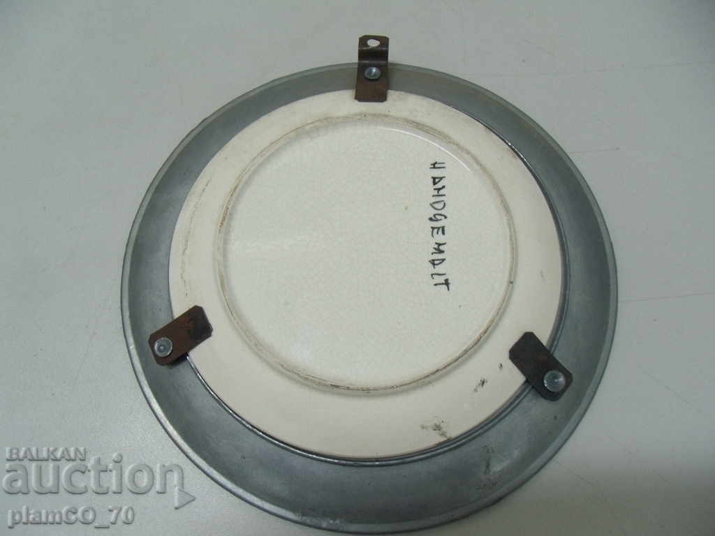 № * 5627 old panel - porcelain, metal - diameter 21 cm - 5