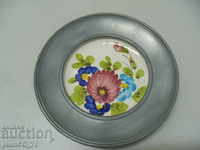 № * 5627 old panel - porcelain, metal - diameter 21 cm