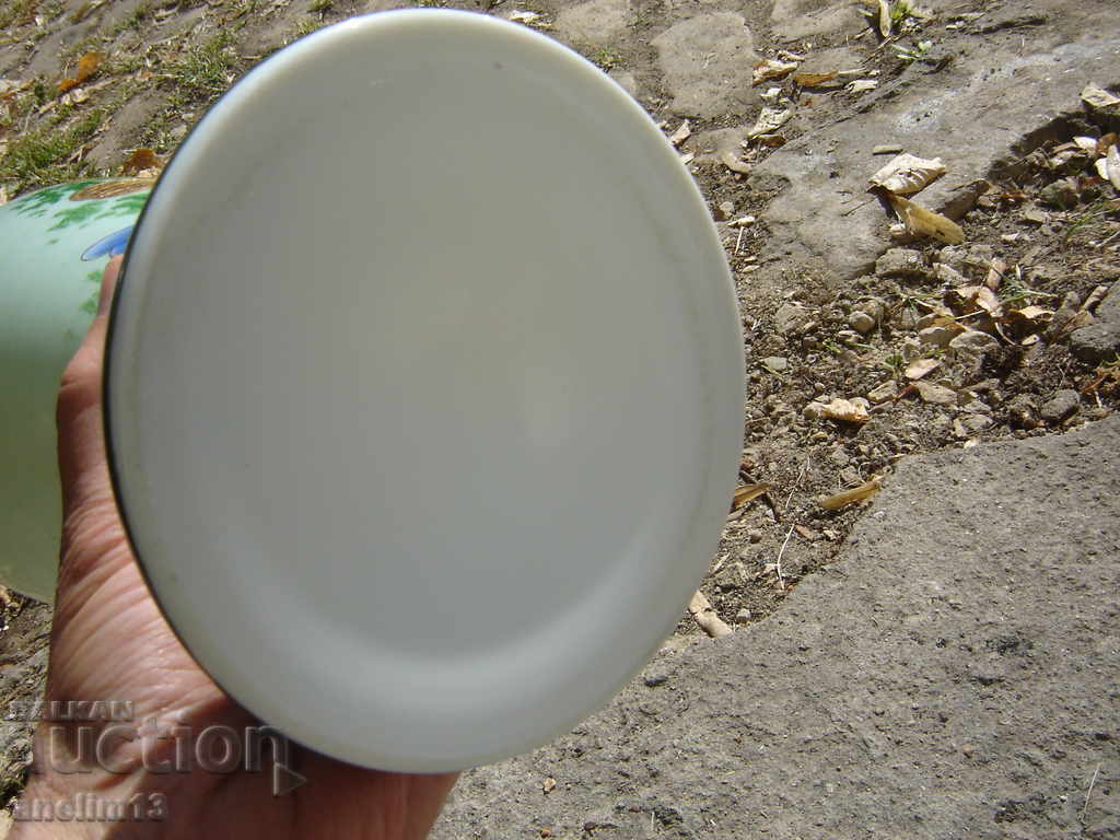 OLD HAND-PAINTED PORCELAIN VASE GAS LAMP BASE - 7 OLD HAND-PAINTED PORCELAIN VASE GAS LAMP BASE - 7