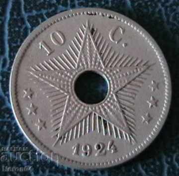 10 σεντίμ 1924, Βελγικό Κονγκό
