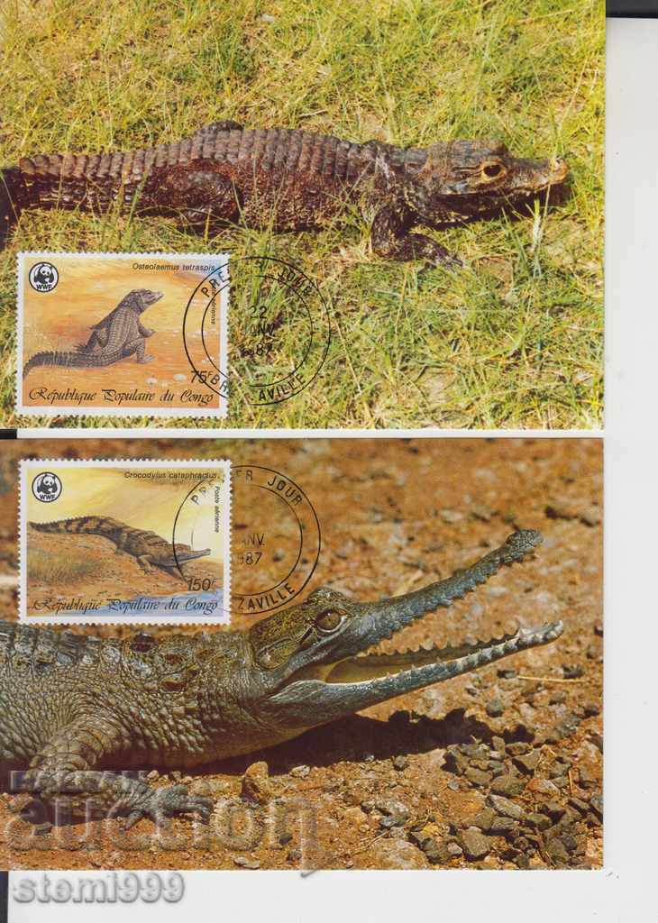 Carte poștală maximă FDC Reptiles Lot de 4 cărți