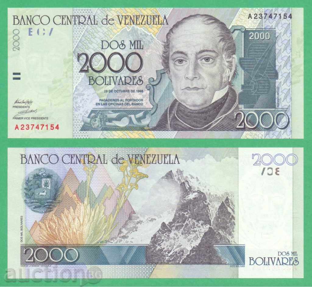 (¯`'•.¸ VENEZUELA 2000 Bolivar 1998 UNC ¸.•'´¯)