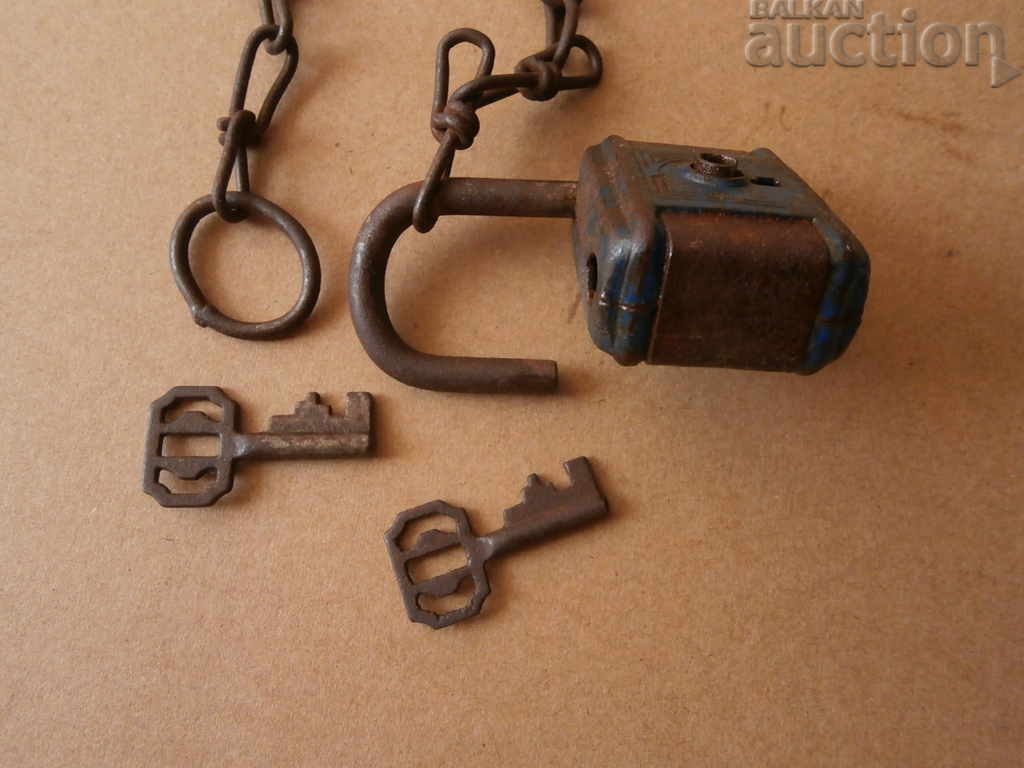 Delivery of retro vintage padlock with key Delivery of retro vintage padlock with key