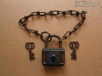 retro vintage padlock with key