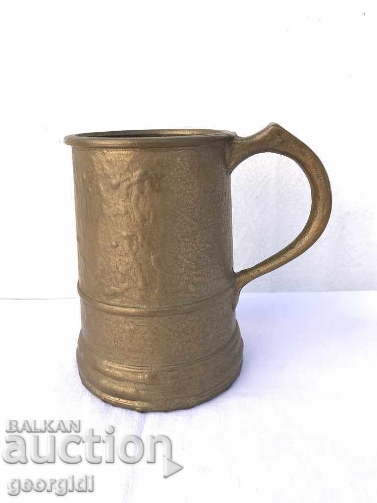 Unique! Old bronze mug №0917