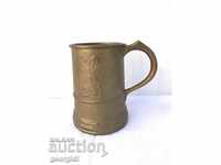 Unique! Old bronze mug №0917