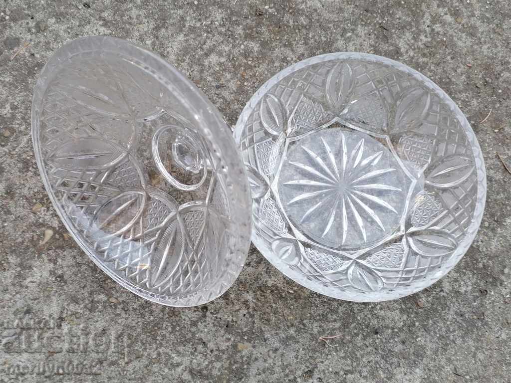 Old glass sugar bowl, candy dish CRYSTAL with price 79.00 BGN | € 40.39