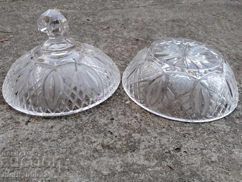 Delivery of Old glass sugar bowl, candy dish CRYSTAL
