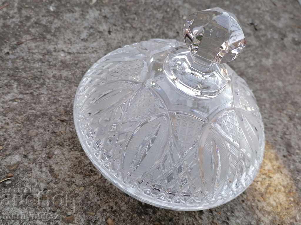 Old glass sugar bowl, candy dish CRYSTAL - 7