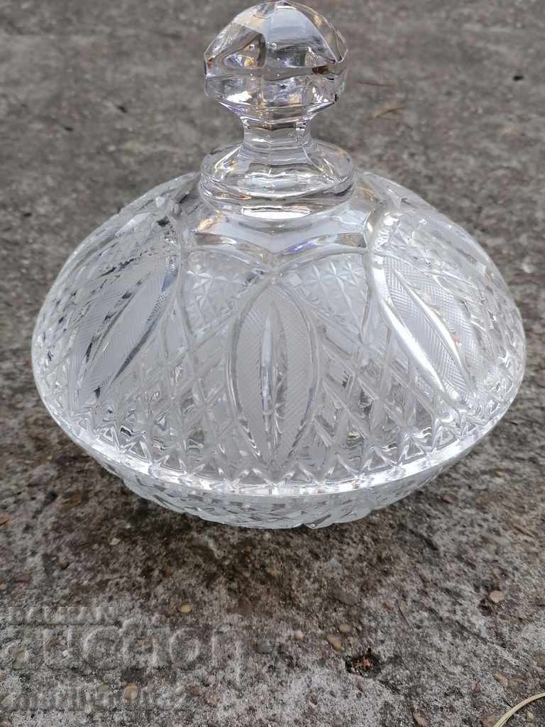 Old glass sugar bowl, candy dish CRYSTAL
