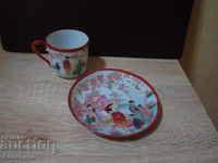 ANTIQUE PORCELAIN CUP + CHINESE COFFEE PLATE
