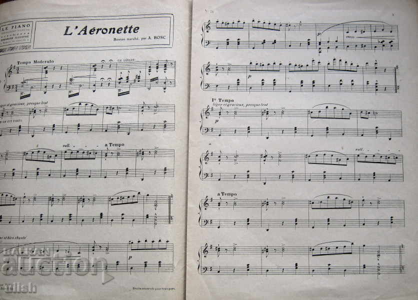 A. Bosc L'aeronette sheet music sheet music score 1910 with price 5.00 BGN | € 2.56 A. Bosc L'aeronette sheet music sheet music score 1910 with price 5.00 BGN | € 2.56