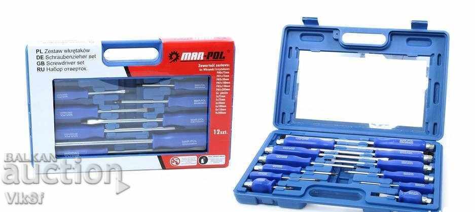 Set of 12 pieces of professional impact screwdrivers Mar-Pol with price 43.00 BGN | € 21.99