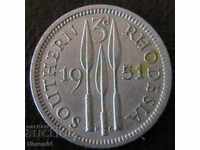 3 pence 1951, Southern Rhodesia