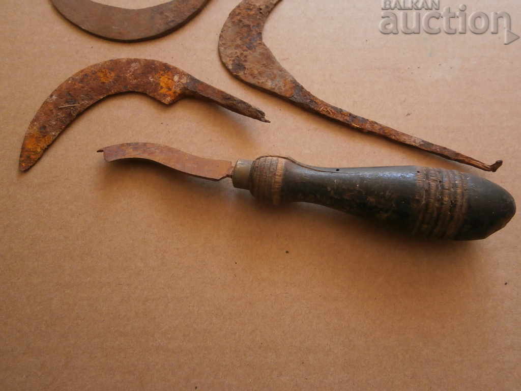 antique forged small tools small knife lot - 5 antique forged small tools small knife lot - 5