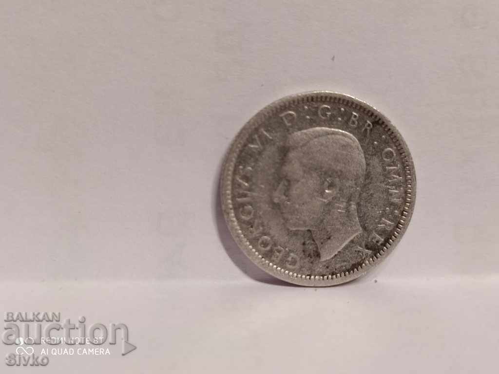 Монета Великобритания 6 пенса, 1943 сребро 500
