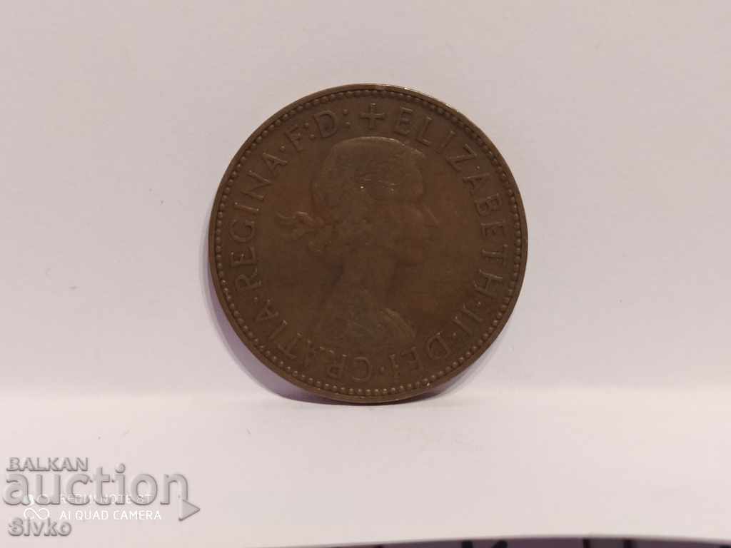 Монета Великобритания половин пени 1957