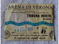 BILET ARENA DI VERONA ITALIA SEPTEMBRIE 1982