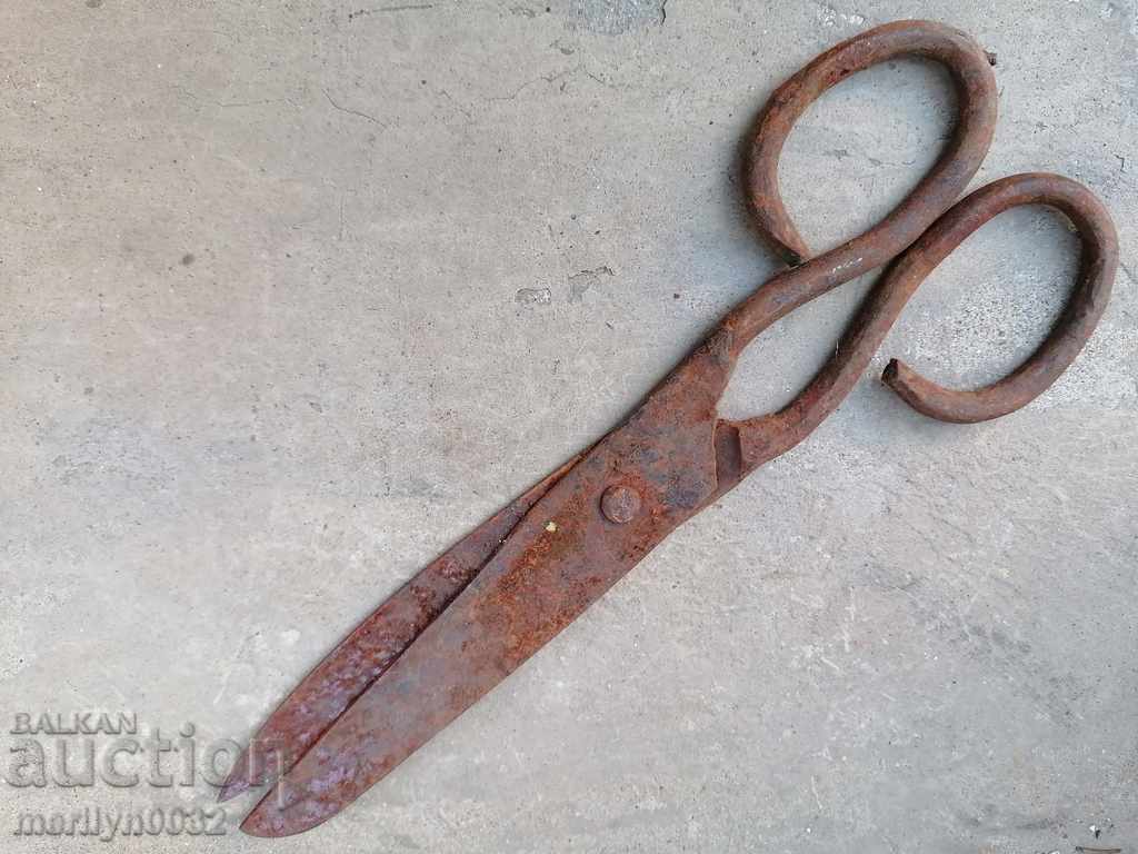 Old wrought iron scissors, knife, wrought iron scissors