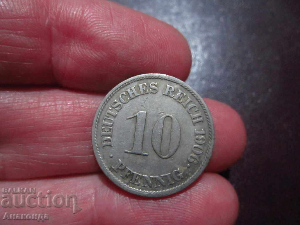 1906 10 pfennigs Γερμανία γράμμα - J -